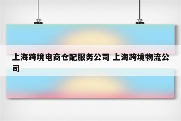 上海跨境电商仓配服务公司 上海跨境物流公司
