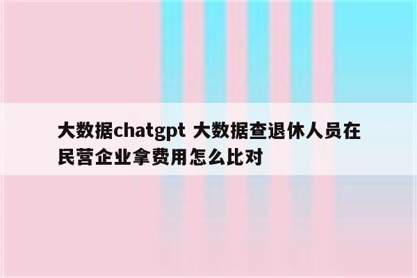 大数据chatgpt 大数据查退休人员在民营企业拿费用怎么比对