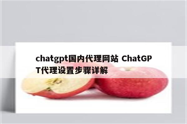 chatgpt国内代理网站 ChatGPT代理设置步骤详解