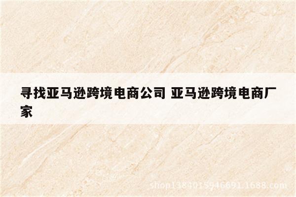 寻找亚马逊跨境电商公司 亚马逊跨境电商厂家