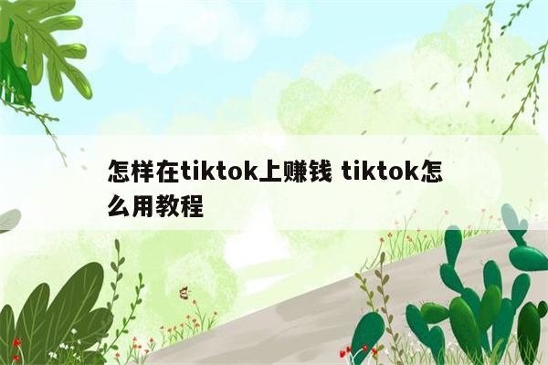 怎样在tiktok上赚钱 tiktok怎么用教程