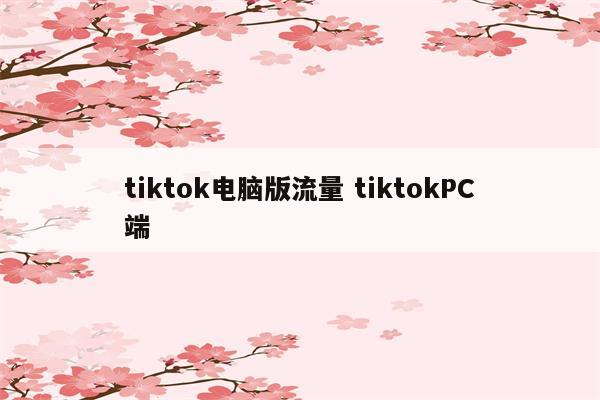 tiktok电脑版流量 tiktokPC端