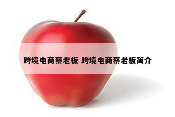跨境电商蔡老板 跨境电商蔡老板简介