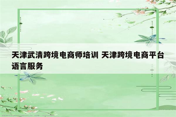 天津武清跨境电商师培训 天津跨境电商平台语言服务