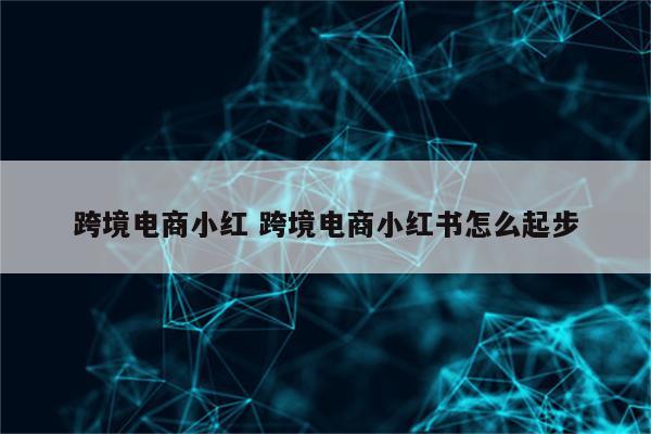 跨境电商小红 跨境电商小红书怎么起步