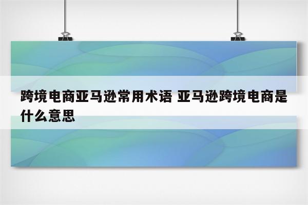 跨境电商亚马逊常用术语 亚马逊跨境电商是什么意思
