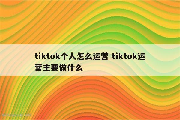 tiktok个人怎么运营 tiktok运营主要做什么