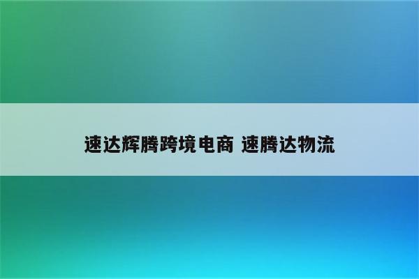 速达辉腾跨境电商 速腾达物流