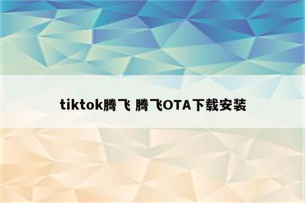 tiktok腾飞 腾飞OTA下载安装