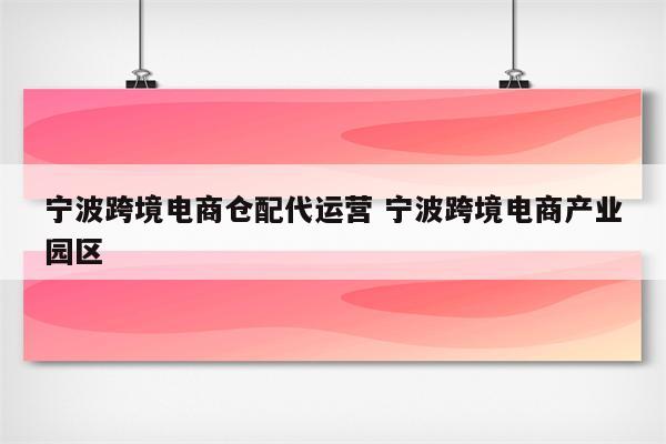 宁波跨境电商仓配代运营 宁波跨境电商产业园区