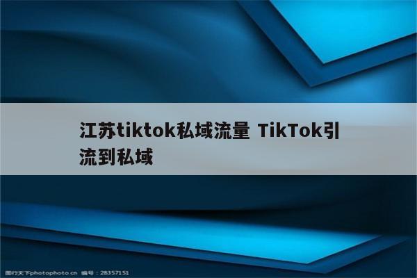 江苏tiktok私域流量 TikTok引流到私域