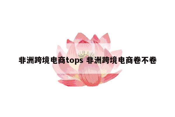非洲跨境电商tops 非洲跨境电商卷不卷