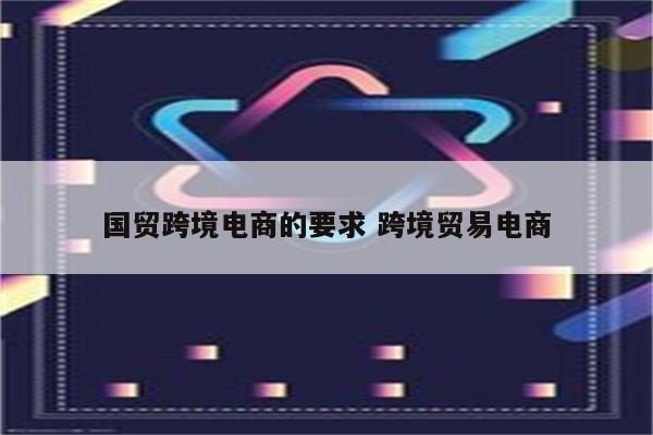 国贸跨境电商的要求 跨境贸易电商