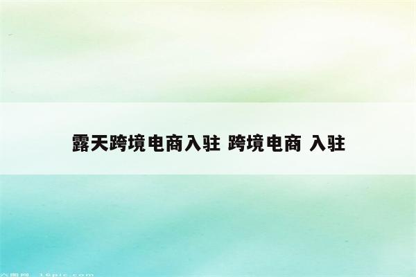 露天跨境电商入驻 跨境电商 入驻
