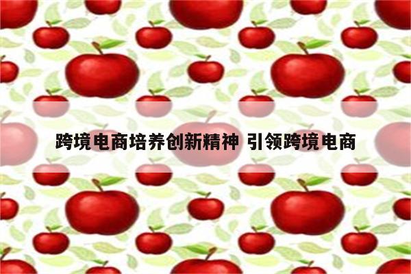 跨境电商培养创新精神 引领跨境电商