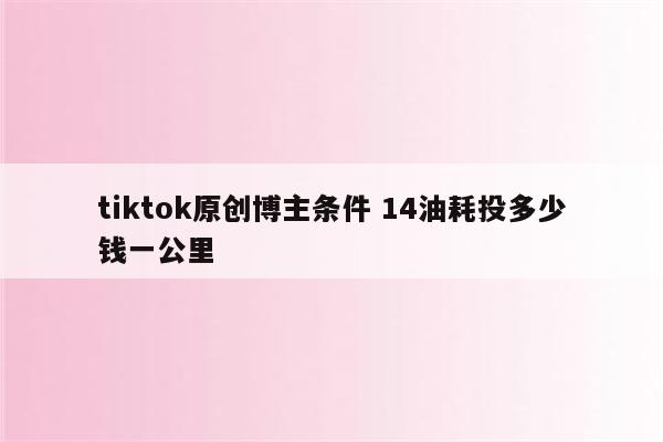 tiktok原创博主条件 14油耗投多少钱一公里
