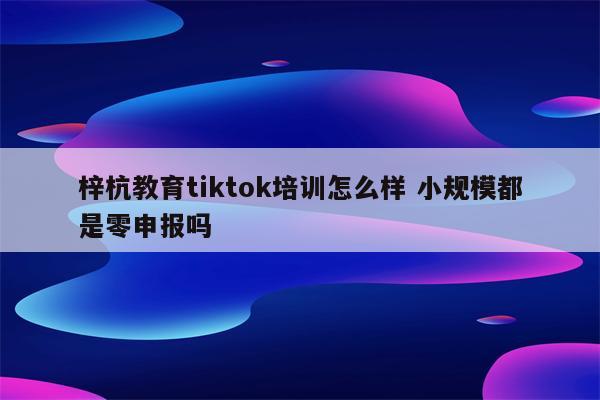 梓杭教育tiktok培训怎么样 小规模都是零申报吗