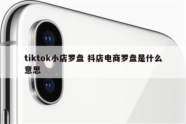 tiktok小店罗盘 抖店电商罗盘是什么意思