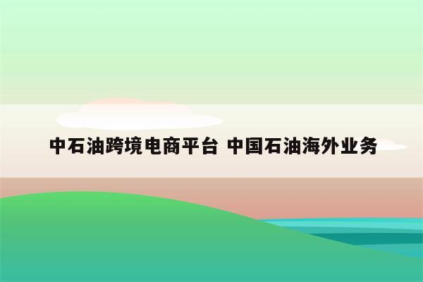 中石油跨境电商平台 中国石油海外业务