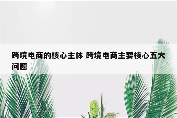 跨境电商的核心主体 跨境电商主要核心五大问题