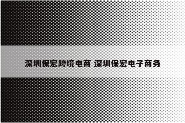 深圳保宏跨境电商 深圳保宏电子商务