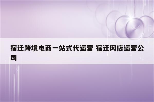 宿迁跨境电商一站式代运营 宿迁网店运营公司