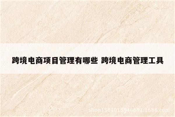 跨境电商项目管理有哪些 跨境电商管理工具