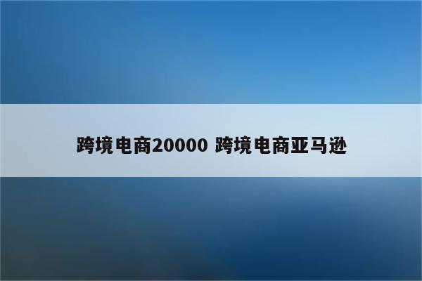 跨境电商20000 跨境电商亚马逊