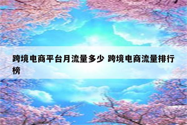 跨境电商平台月流量多少 跨境电商流量排行榜