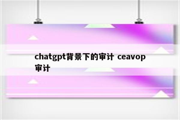 chatgpt背景下的审计 ceavop审计