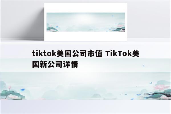 tiktok美国公司市值 TikTok美国新公司详情