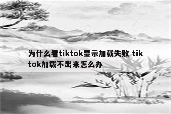 为什么看tiktok显示加载失败 tiktok加载不出来怎么办