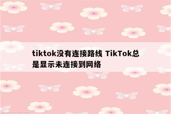 tiktok没有连接路线 TikTok总是显示未连接到网络