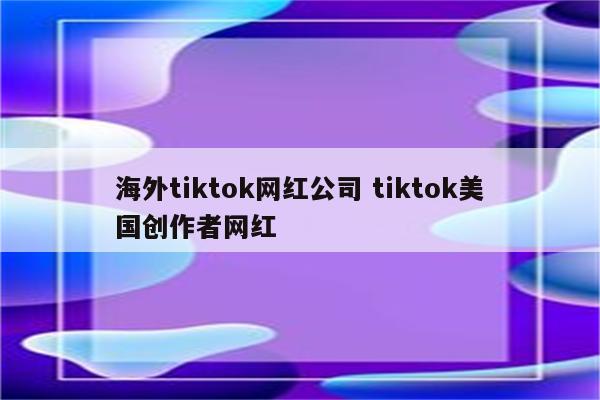 海外tiktok网红公司 tiktok美国创作者网红
