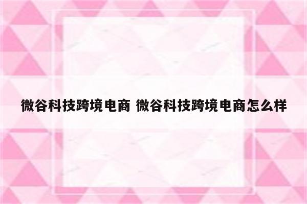 微谷科技跨境电商 微谷科技跨境电商怎么样