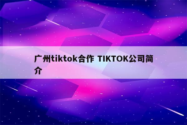 广州tiktok合作 TIKTOK公司简介
