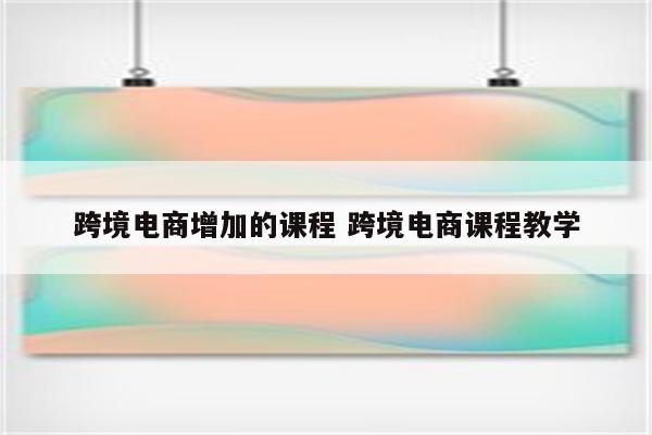 跨境电商增加的课程 跨境电商课程教学