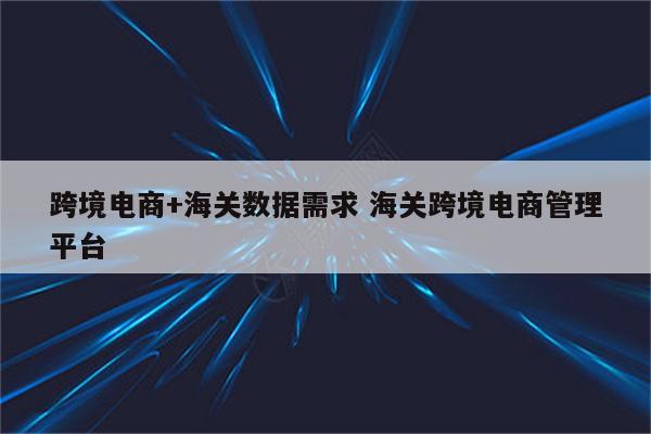 跨境电商+海关数据需求 海关跨境电商管理平台