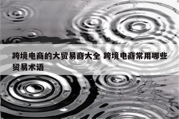 跨境电商的大贸易商大全 跨境电商常用哪些贸易术语