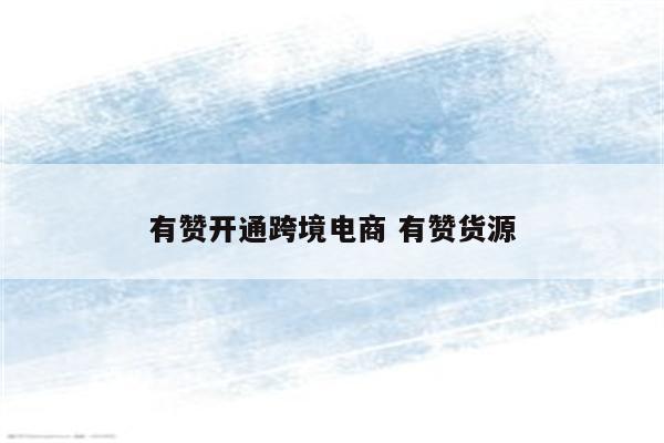 有赞开通跨境电商 有赞货源