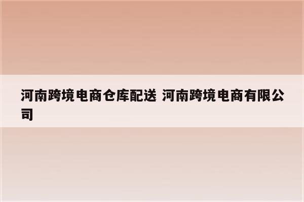 河南跨境电商仓库配送 河南跨境电商有限公司