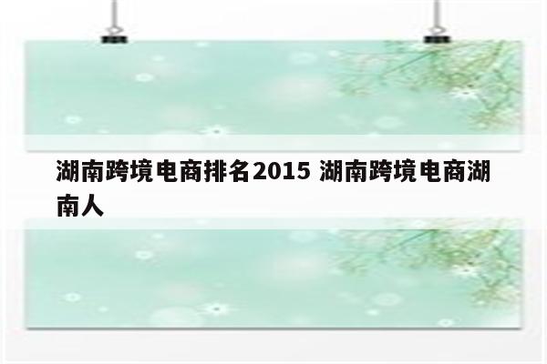 湖南跨境电商排名2015 湖南跨境电商湖南人