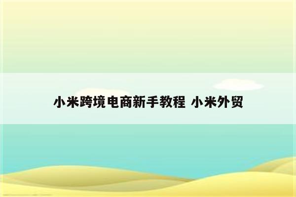 小米跨境电商新手教程 小米外贸
