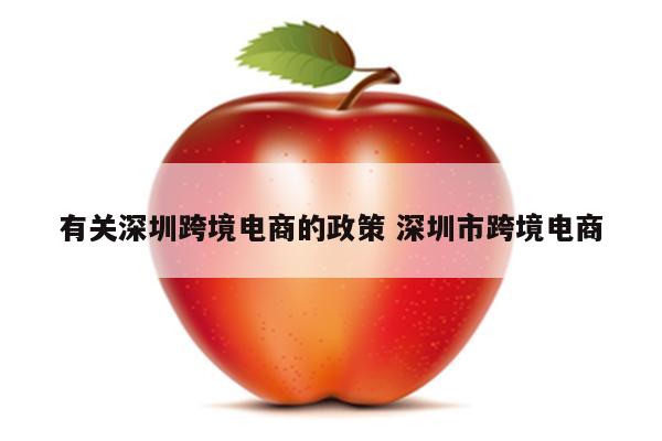 有关深圳跨境电商的政策 深圳市跨境电商