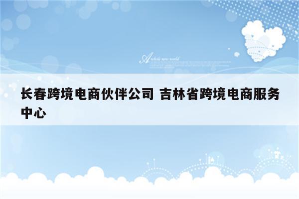 长春跨境电商伙伴公司 吉林省跨境电商服务中心