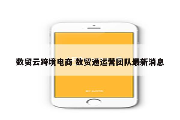 数贸云跨境电商 数贸通运营团队最新消息