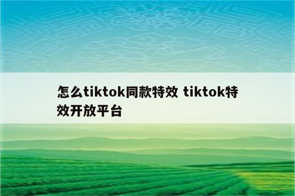 怎么tiktok同款特效 tiktok特效开放平台