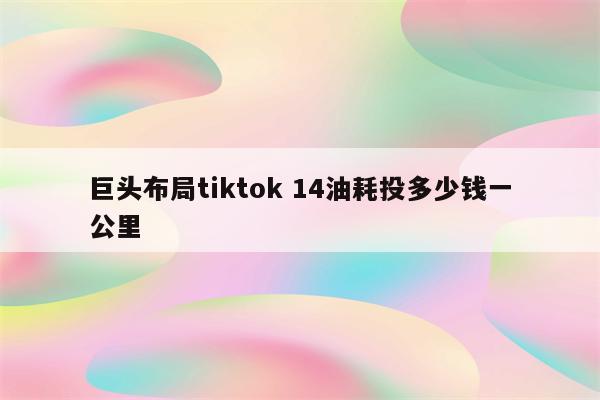 巨头布局tiktok 14油耗投多少钱一公里