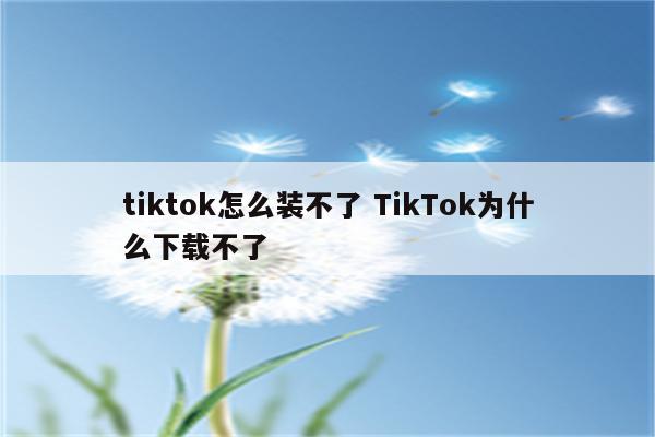 tiktok怎么装不了 TikTok为什么下载不了