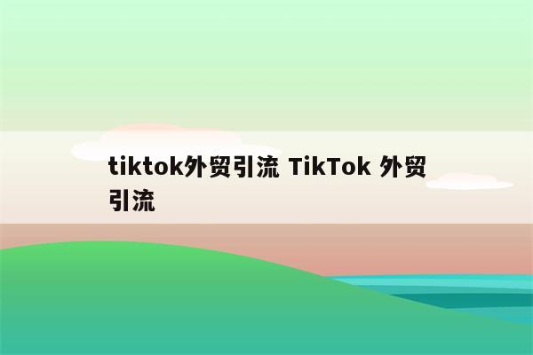 tiktok外贸引流 TikTok 外贸引流